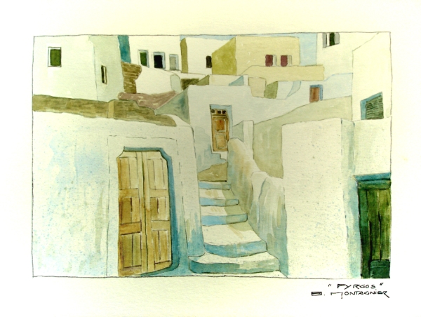 Pierre Jean Montagnier : Pyrgos. Santorin.